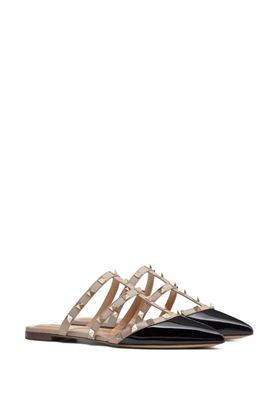 Sandali in pelle nero/rosa cipria Rockstud Valentino Garavani | 5W2S0H15VNWN91